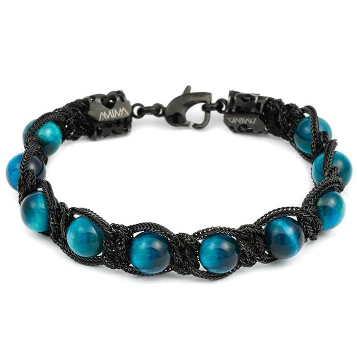 Bracciale Shamballa Placcato nero Pietre Azzurro